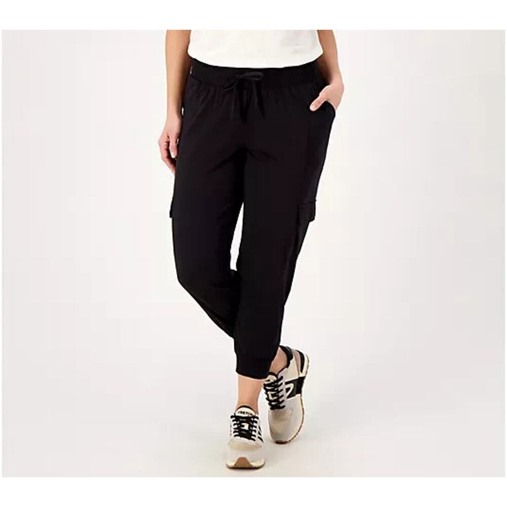 AnyBody Lounge Cozy Knit Cropped Cargo Joggers Jet Black X-Small A567000